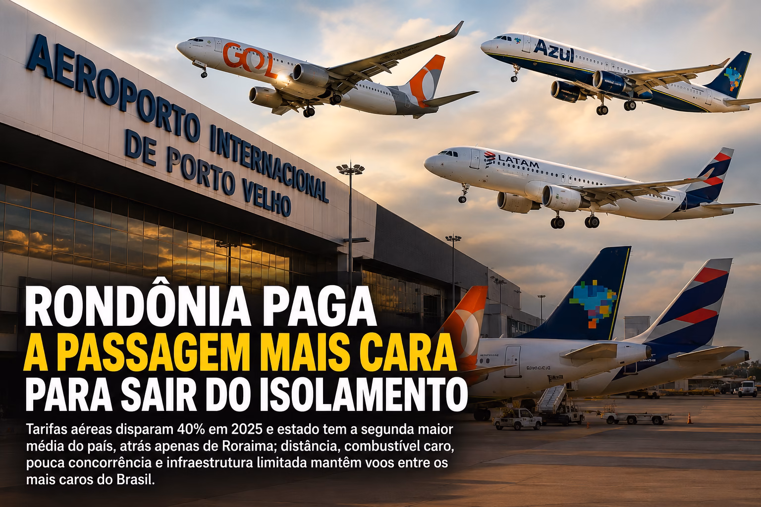 Rondônia convive com as passagens aéreas mais caras do país e expõe gargalo histórico da aviação regional